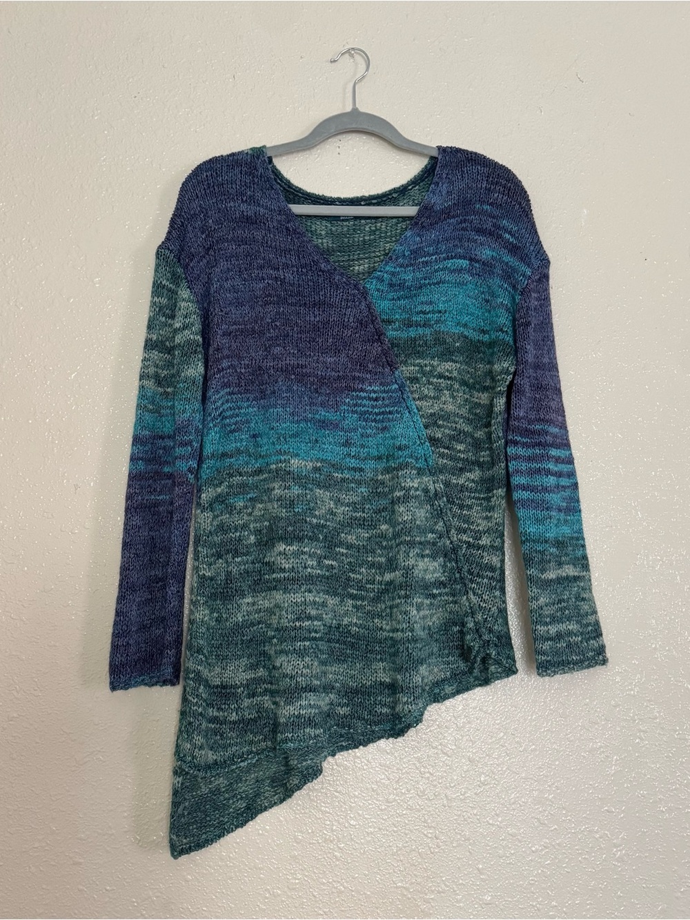 Prana Green Purple Ombré Knit Asymmetrical Sweater
